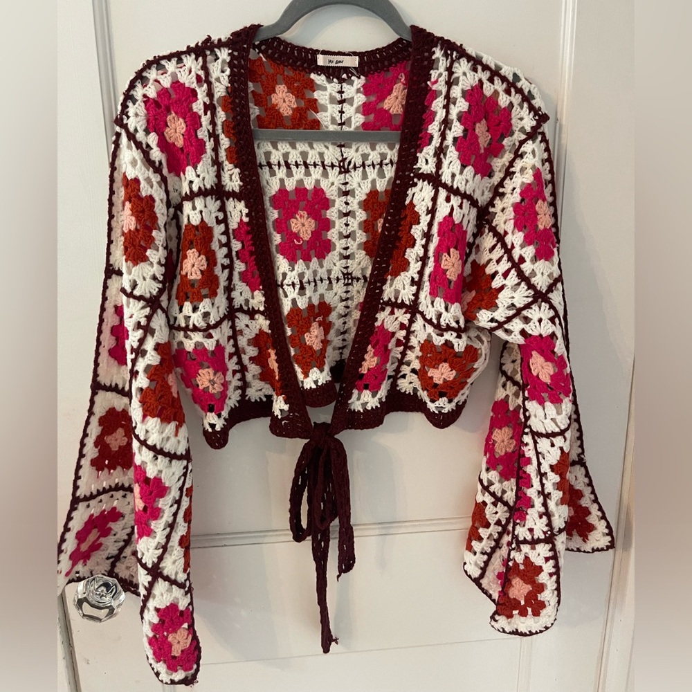 Loretta Crop Crochet Cardigan — Francescas